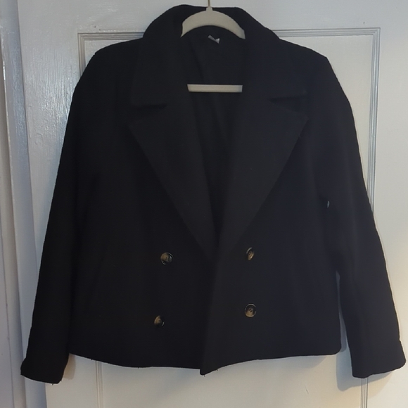 H&M Black Double-Breasted Pea Coat - Picture 1 of 2